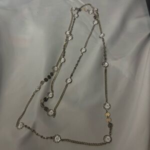 Vintage Silver Necklace with Crystal Accents
